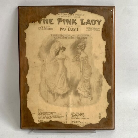 Vintage Piano Music The Pink Lady Laminated Lacquered on Wood Vintage - Picture 1 of 4